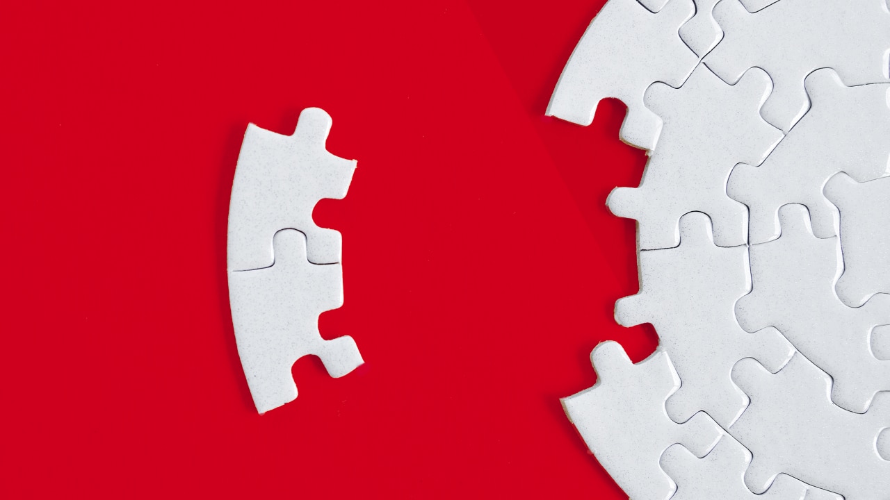 Abstract conceptual background with incomplete jigsaw puzzle