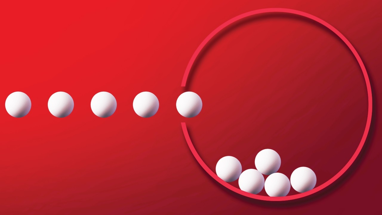 Abstract of balls leading into circle