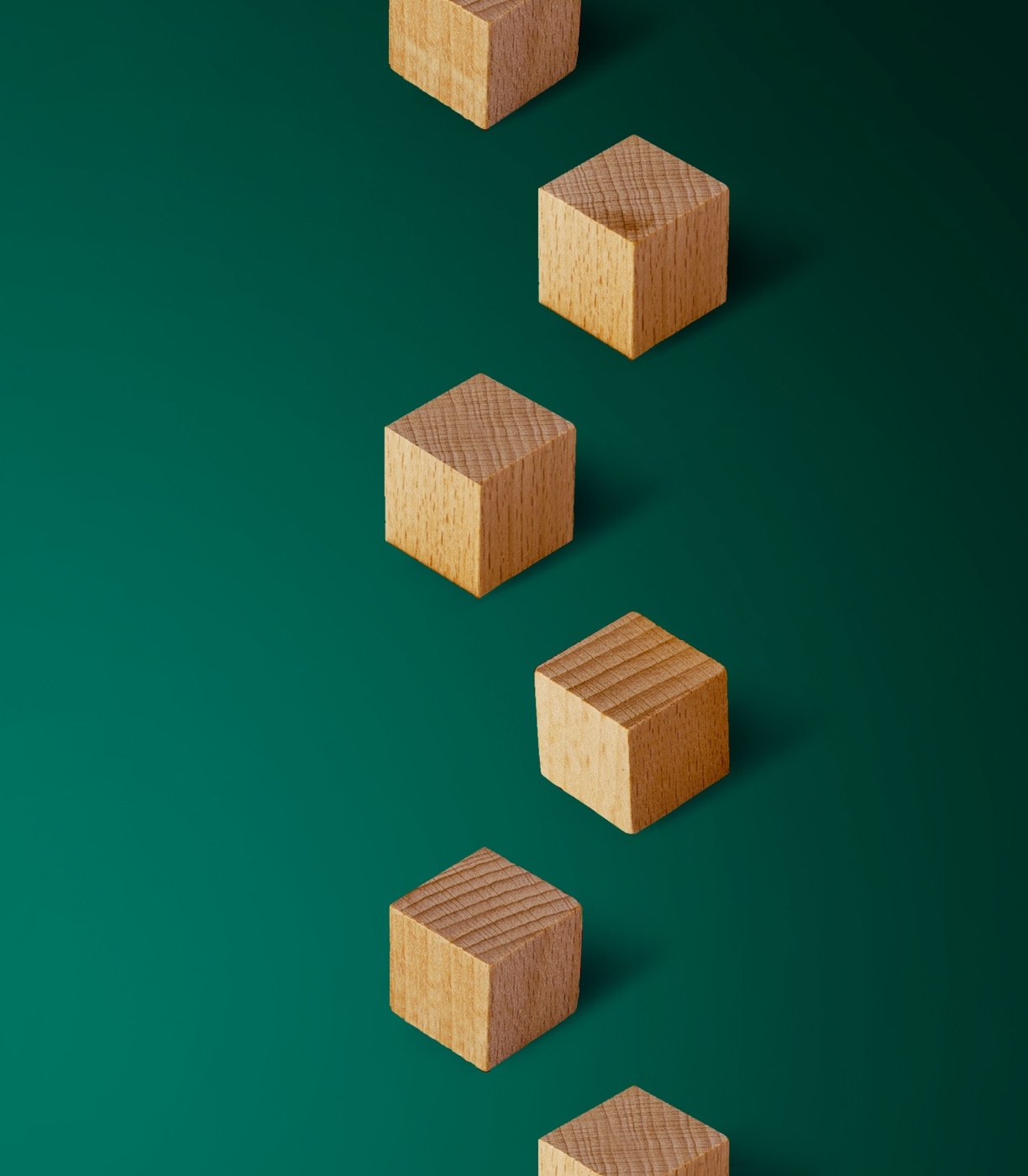 Wooden blocks arranged in a zigzag pattern.