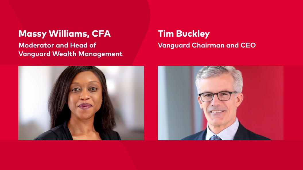 Portraits of Massy Williams, CFA and moderator, and Tim Buckley CEO