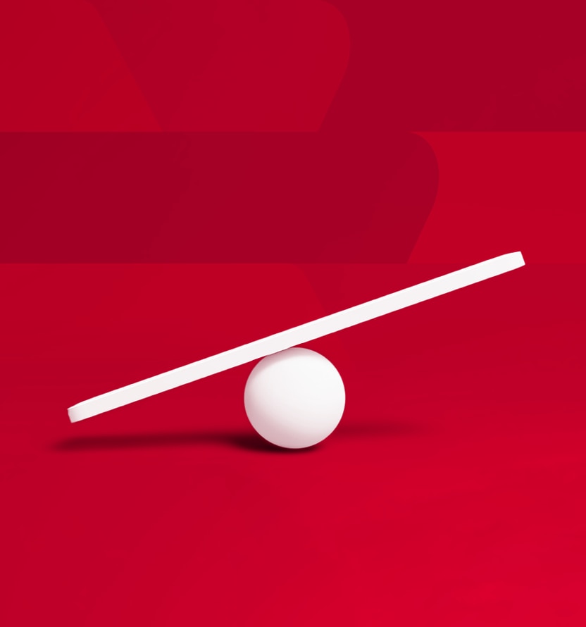 white seesaw on red background