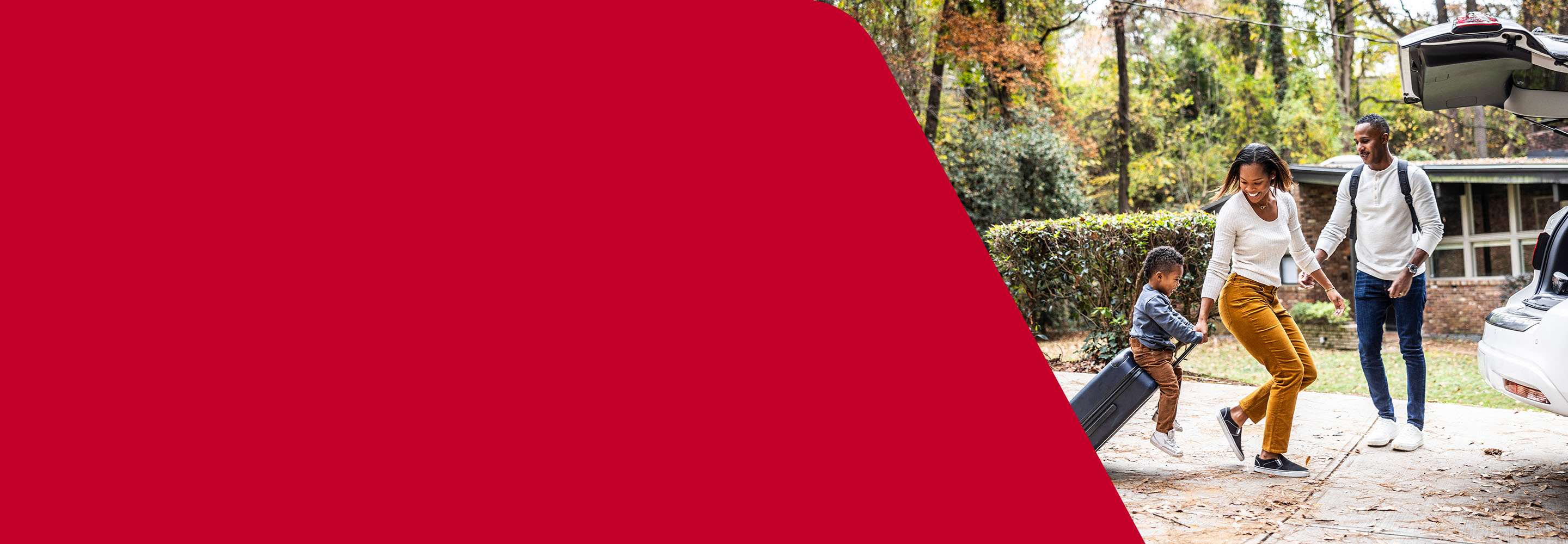 Christine Kashkari (left) and Joe Davis stand in front of a red background with abstract white line graphics.