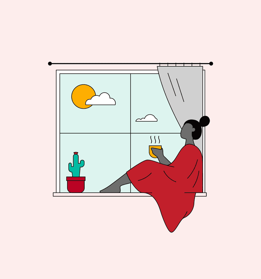 woman drinking coffee animated