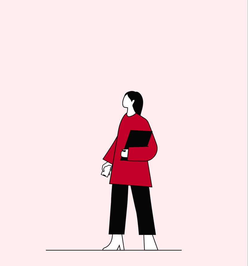 woman with animated graphs