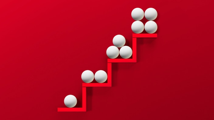 rising steps ncreasing spheres