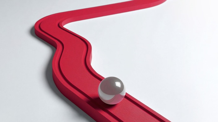 Sphere on wavy red track